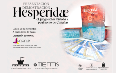 Presentación de juego de cartas de historia de Canarias «Hesperidae» en Librería Junonia el 28 de noviembre de 2022